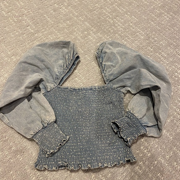 Blu Spero- long sleeve off-the-shoulder top - Picture 1 of 5